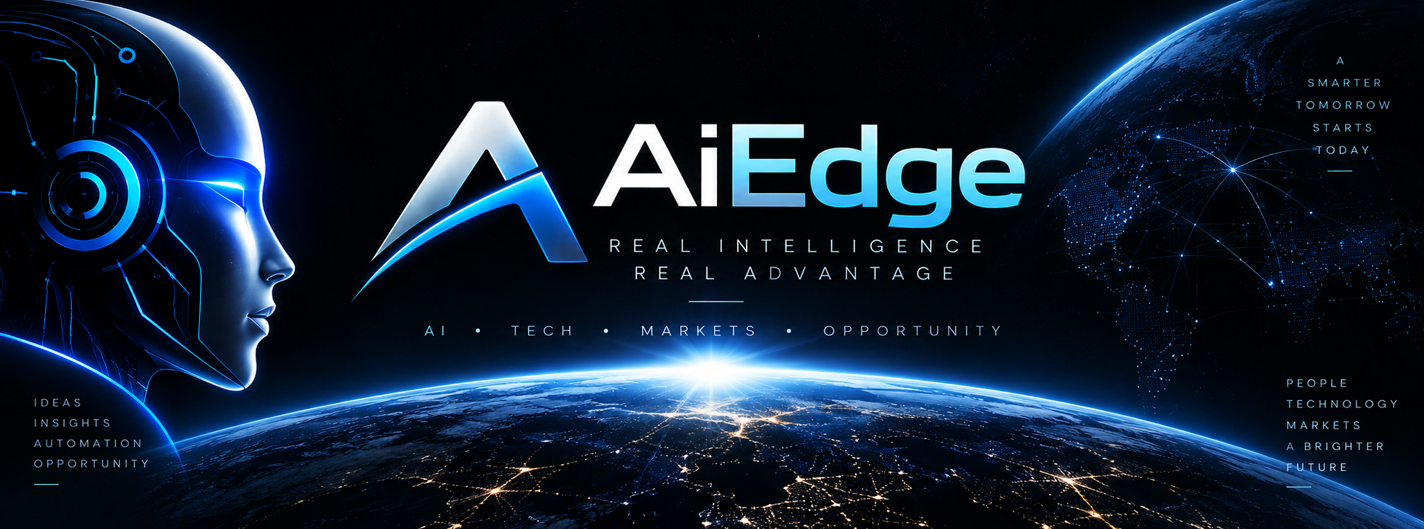 AI Edge, Real Intelligence, Real Advantage, above a connected view of Earth